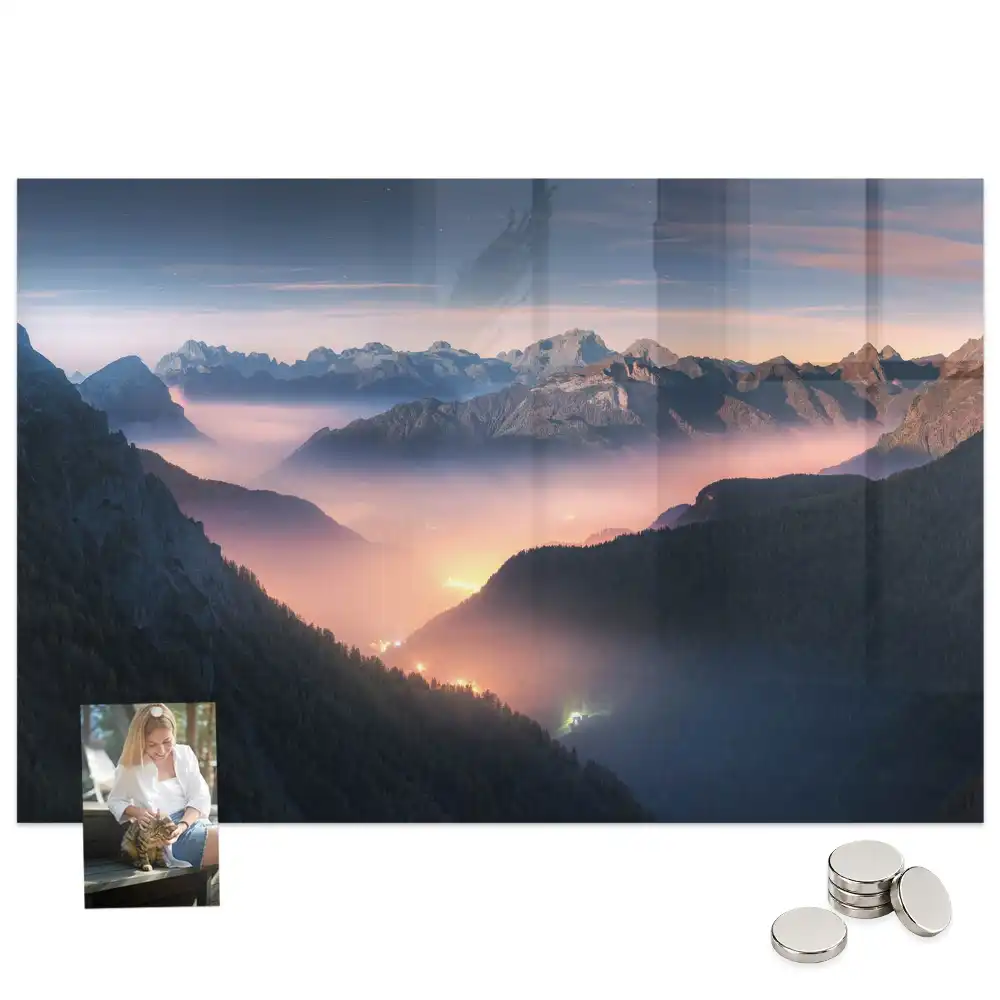Tableau magnétique en verre motif sommets des montagnes