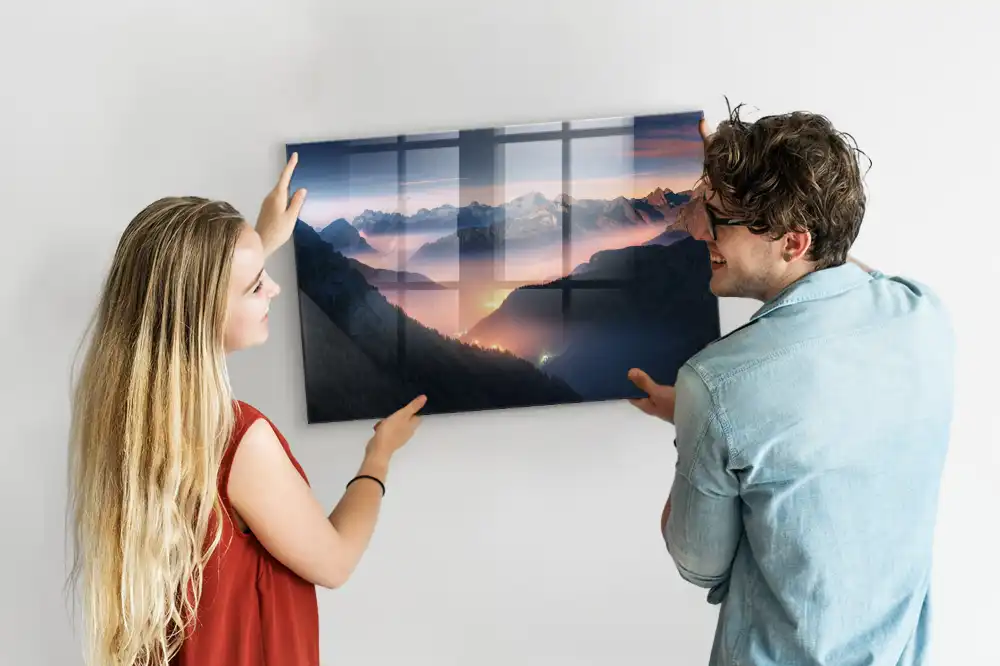 Tableau magnétique en verre motif sommets des montagnes