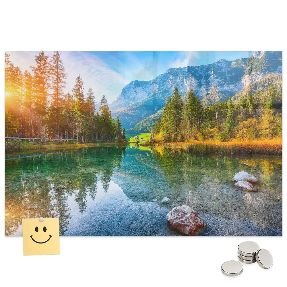 Tableau magnétique en verre représentant une rivière dans les montagnes