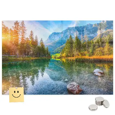 Tableau magnétique en verre représentant une rivière dans les montagnes