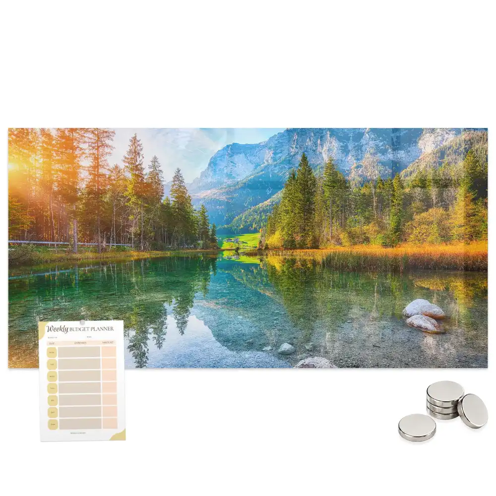 Tableau magnétique en verre représentant une rivière dans les montagnes