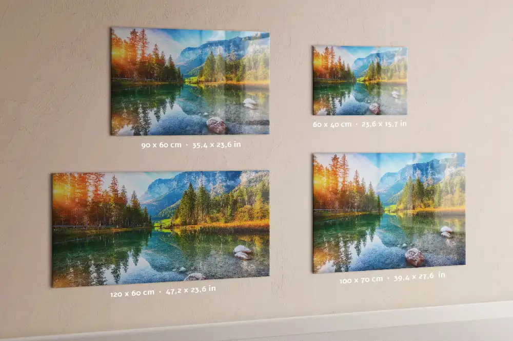 Tableau magnétique en verre représentant une rivière dans les montagnes
