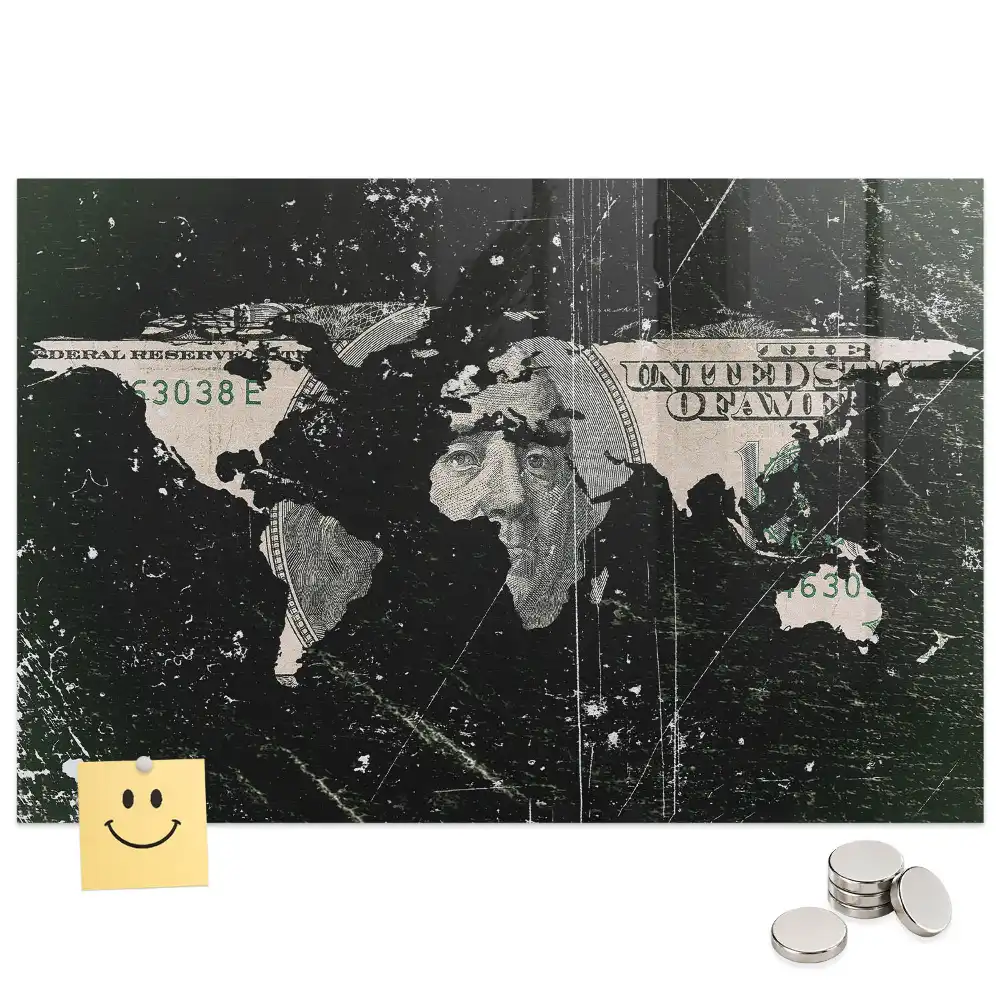Carte du monde décorative magnétique financière
