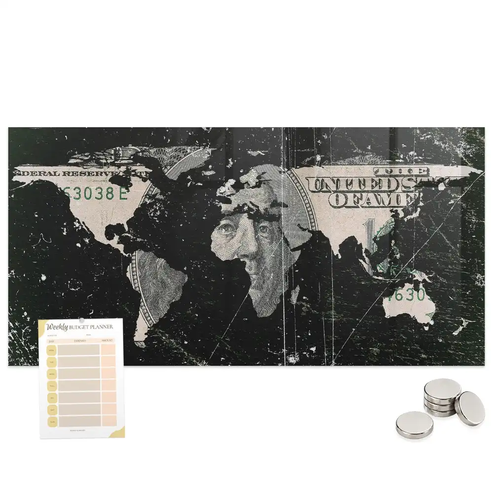 Carte du monde décorative magnétique financière
