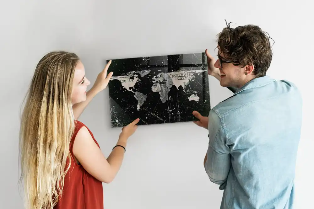 Carte du monde décorative magnétique financière