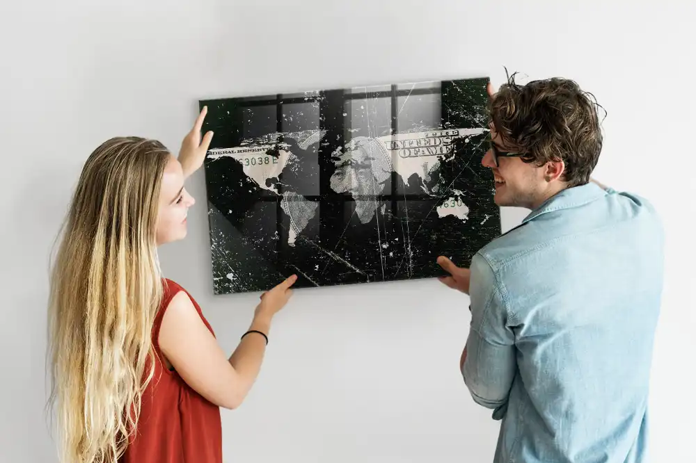Carte du monde décorative magnétique financière