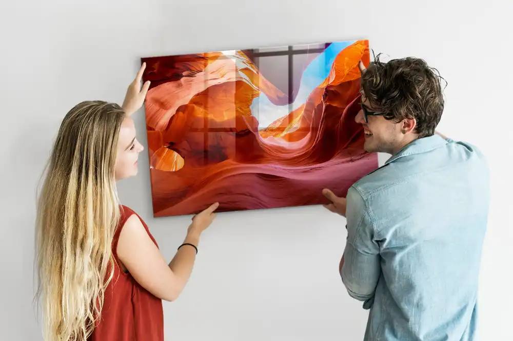 Tableau en verre magnétique motif gorge rocheuse