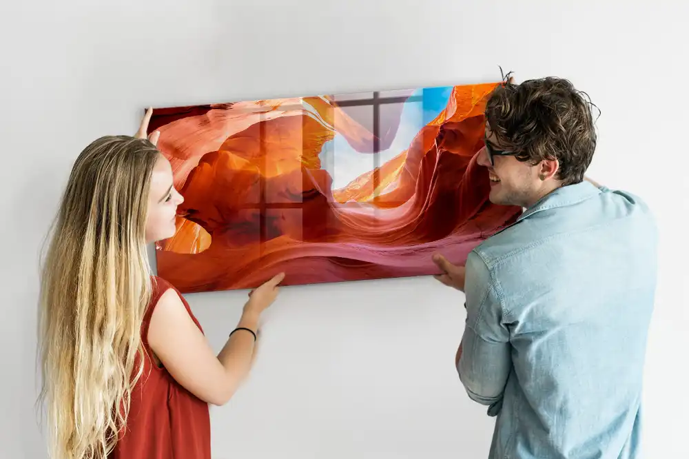 Tableau en verre magnétique motif gorge rocheuse