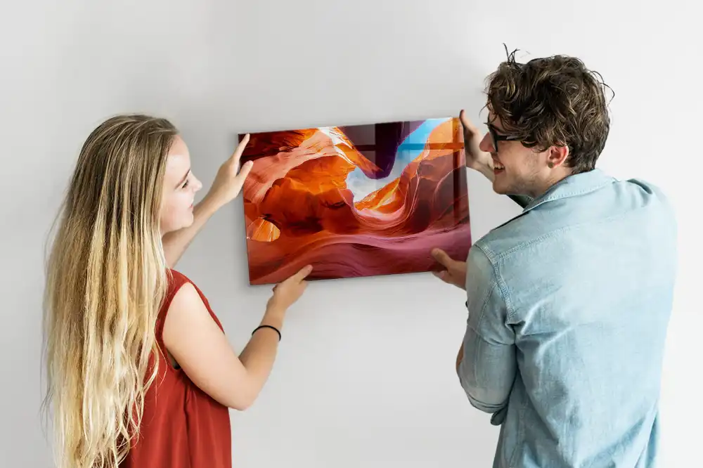 Tableau en verre magnétique motif gorge rocheuse