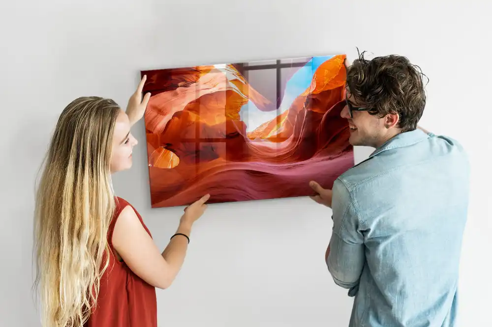 Tableau en verre magnétique motif gorge rocheuse