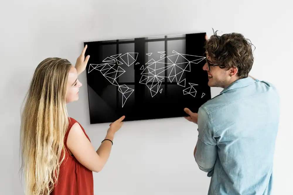 Tableau magnétique carte du monde design moderne