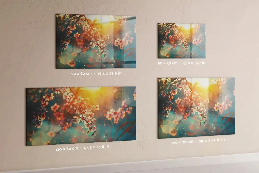 Tableau magnétique en verre avec motif de plantes à fleurs