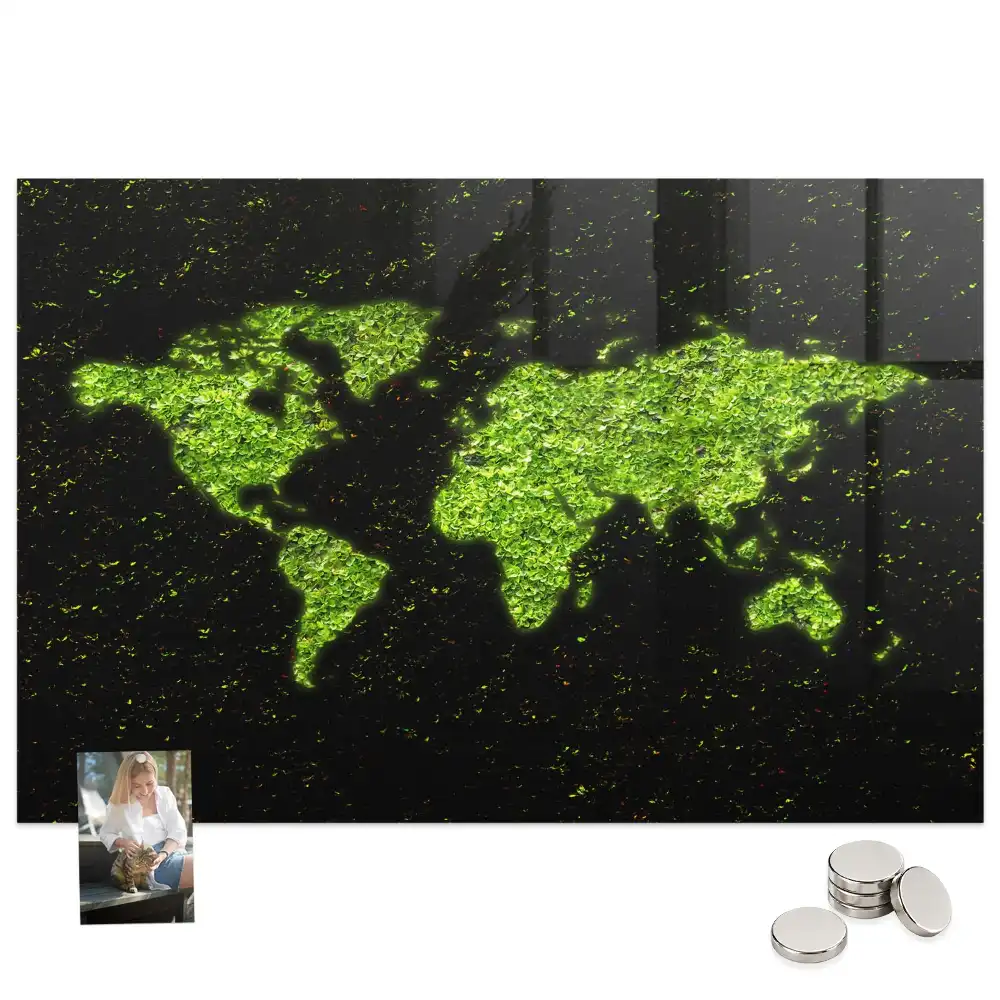 Tableau mural magnétique représentant un atlas mondial