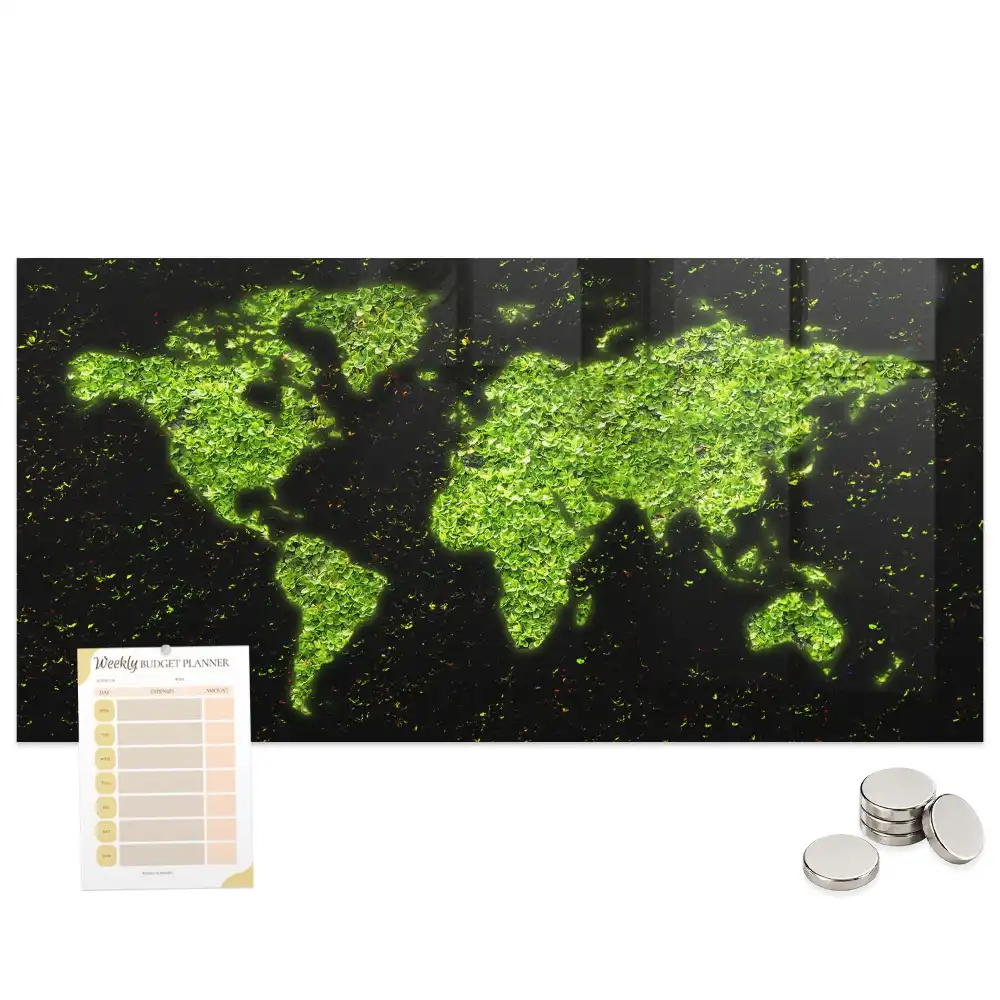 Tableau mural magnétique représentant un atlas mondial