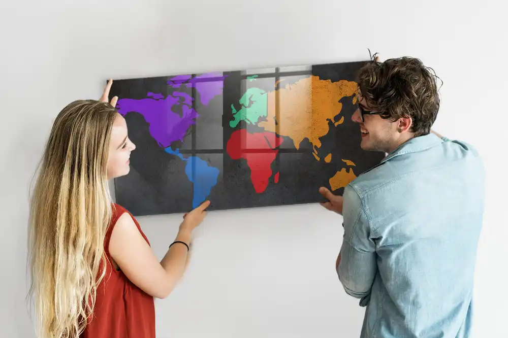 Tableau décoratif aimanté atlas mondial
