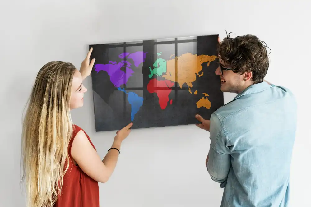 Tableau décoratif aimanté atlas mondial