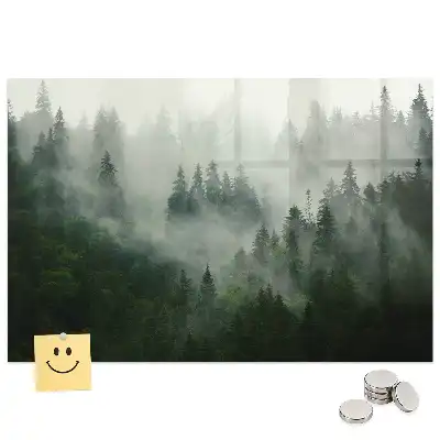 Tableau magnétique en verre forêt brumeuse