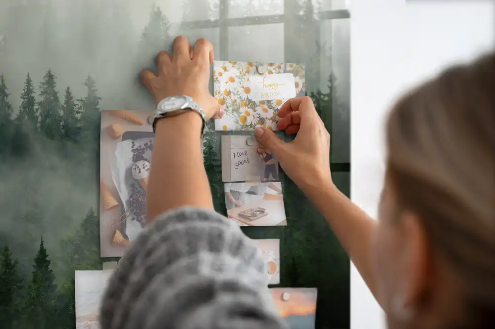 Tableau magnétique en verre forêt brumeuse