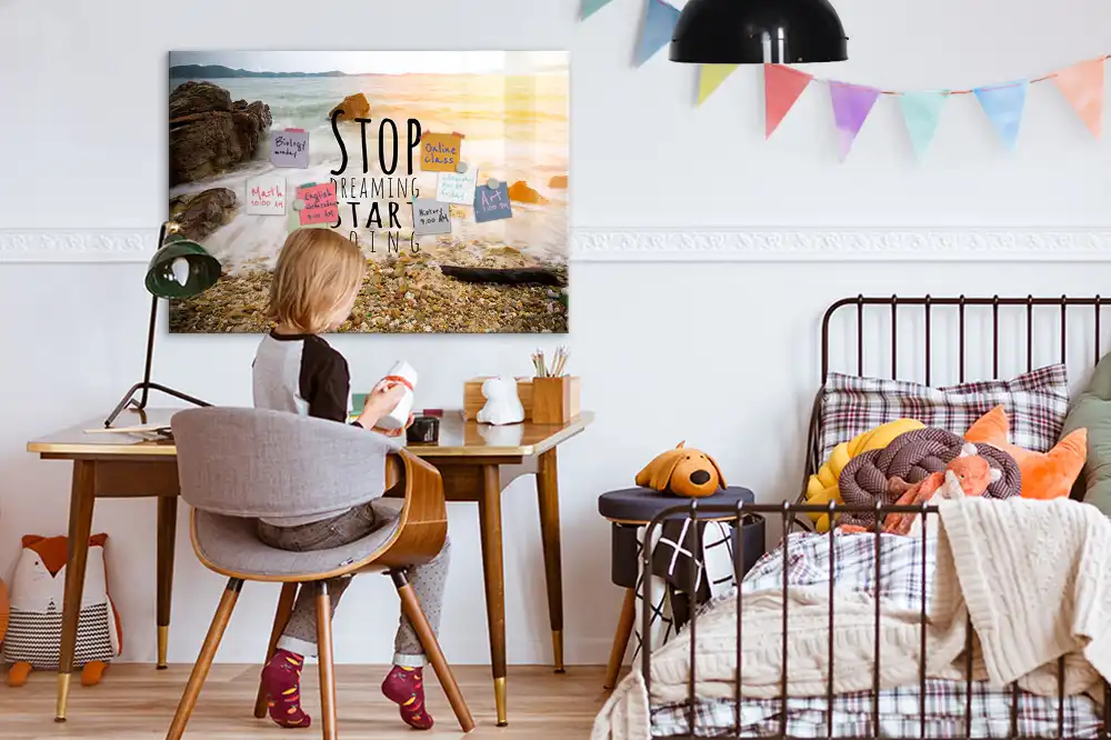 Tableau mural magnétique avec texte de motivation