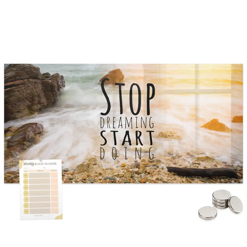 Tableau mural magnétique avec texte de motivation