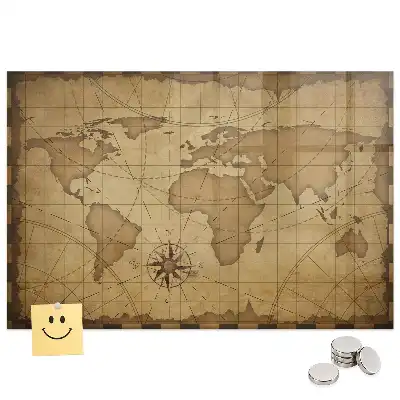 Tableau magnétique carte du monde style rétro