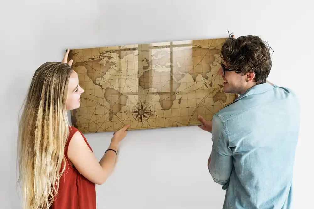 Tableau magnétique carte du monde style rétro