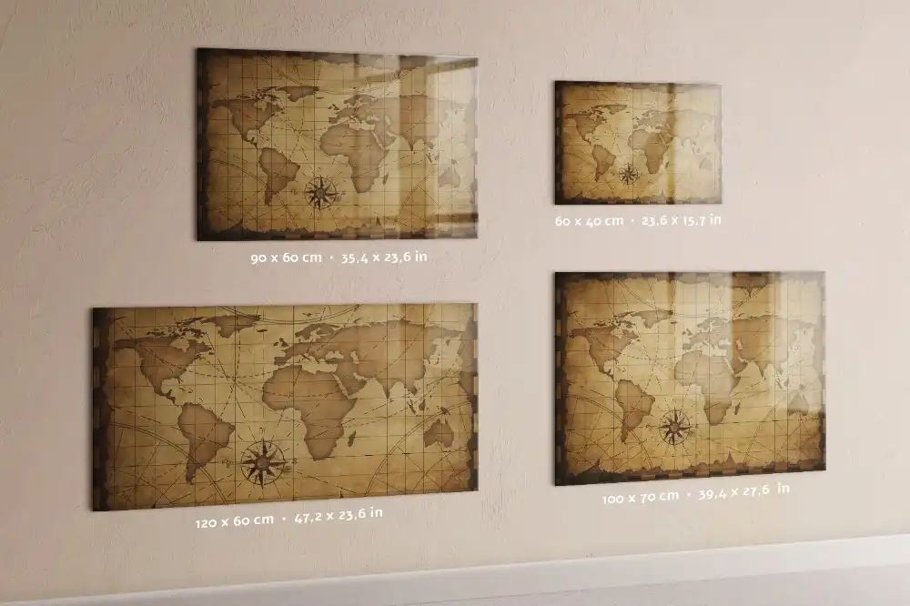 Tableau magnétique carte du monde style rétro