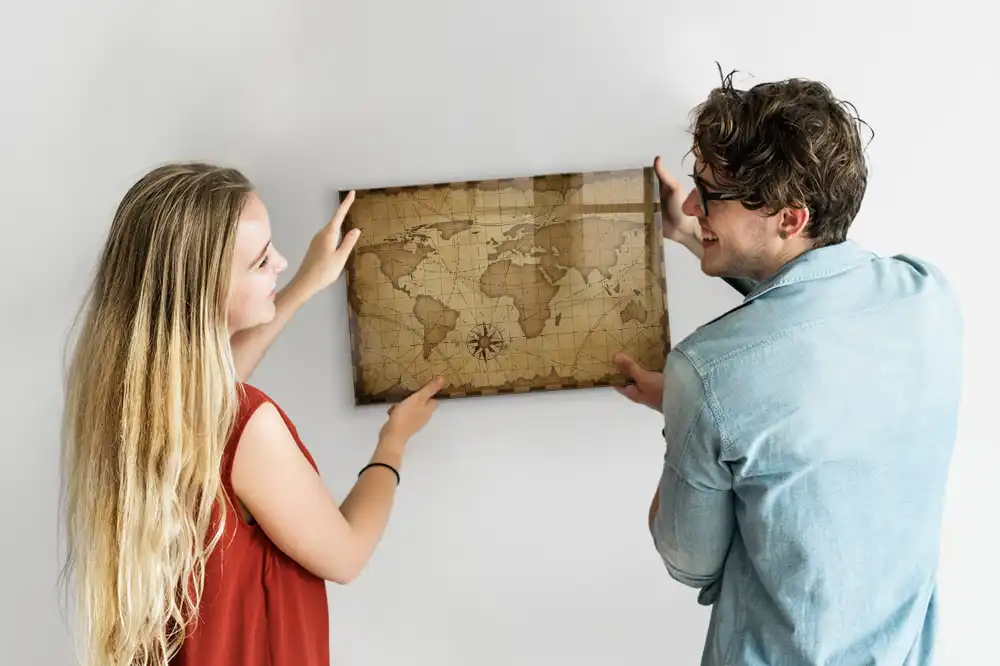 Tableau magnétique carte du monde style rétro