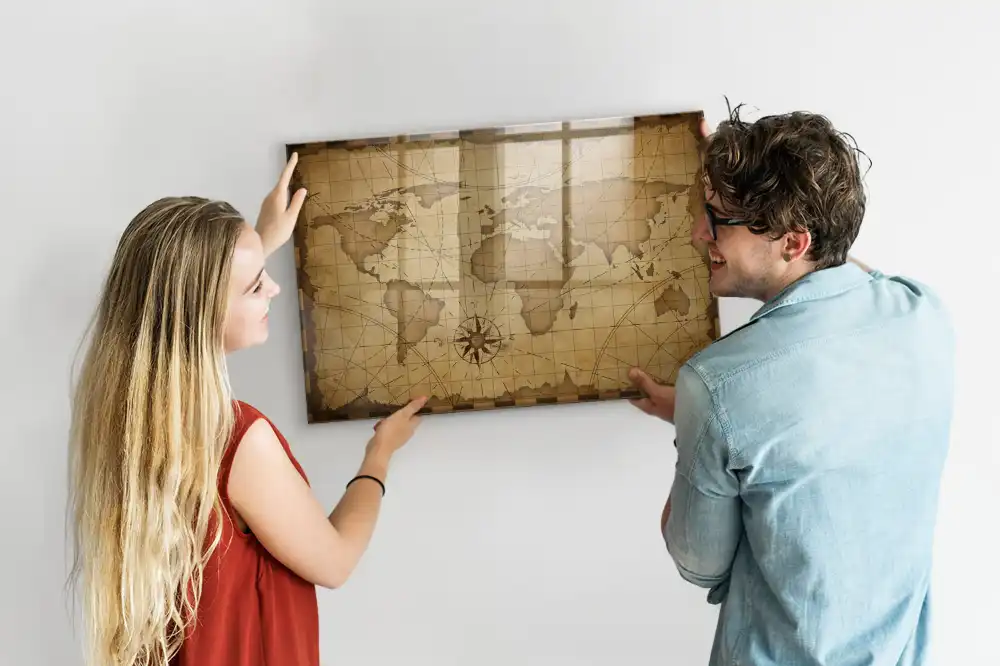 Tableau magnétique carte du monde style rétro