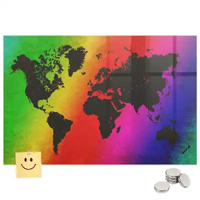 Tableau magnétique en verre motif mappemonde atlas mondial