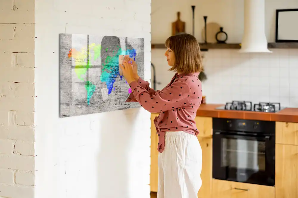 Tableau mural magnétique planisphère du monde