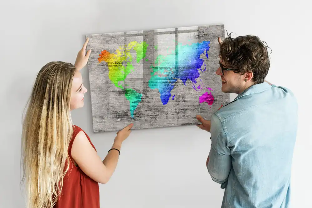Tableau mural magnétique planisphère du monde