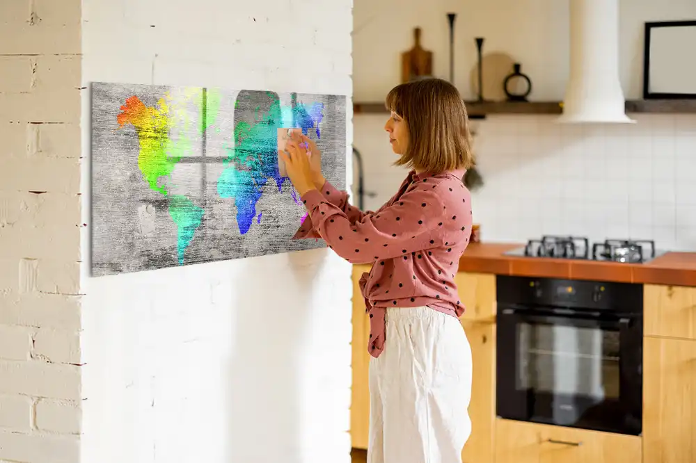 Tableau mural magnétique planisphère du monde