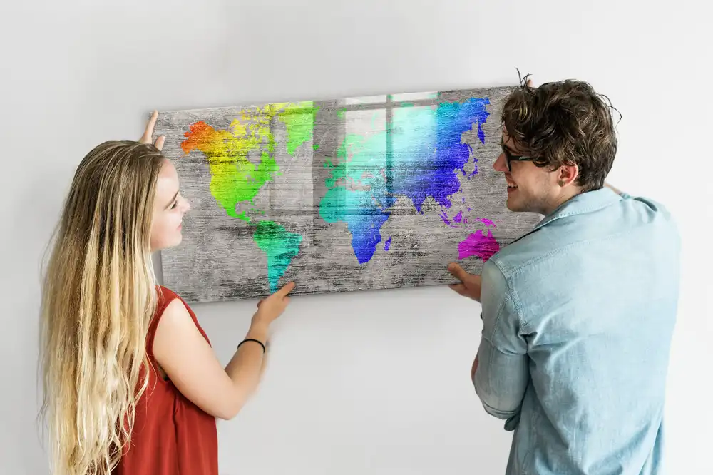 Tableau mural magnétique planisphère du monde