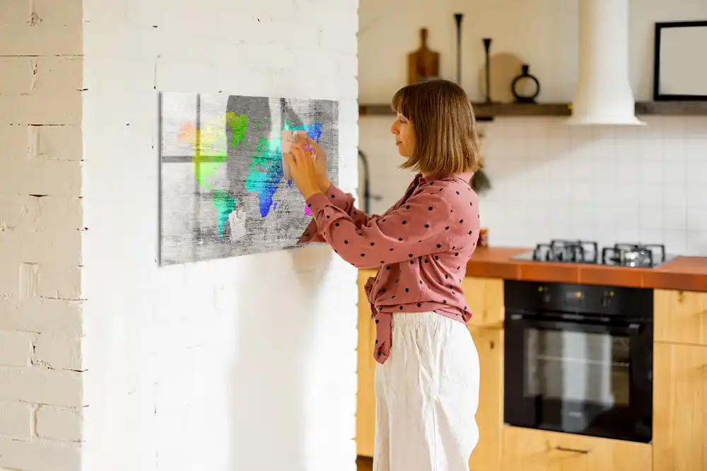 Tableau mural magnétique planisphère du monde