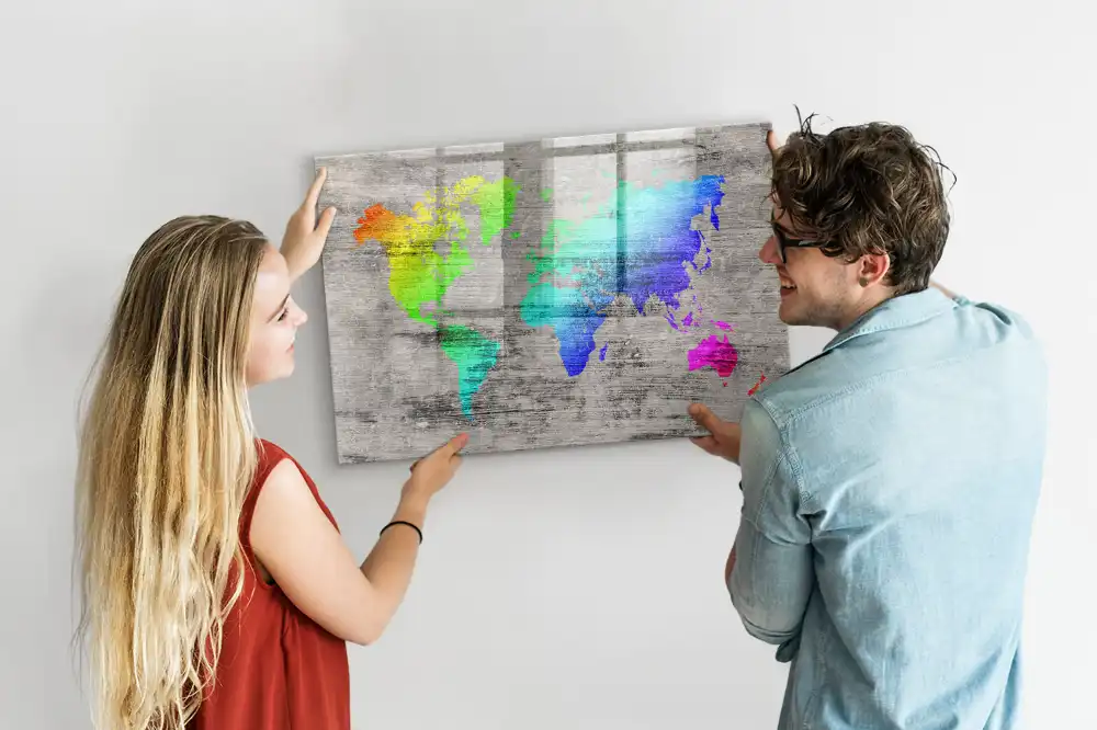 Tableau mural magnétique planisphère du monde