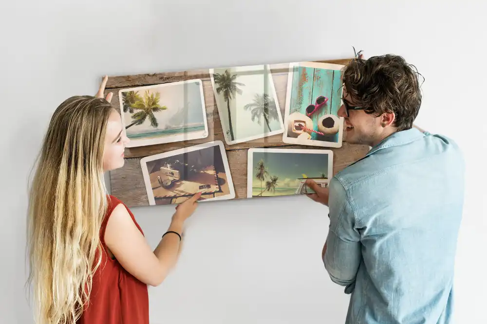 Tableau magnétique en verre photos rétro