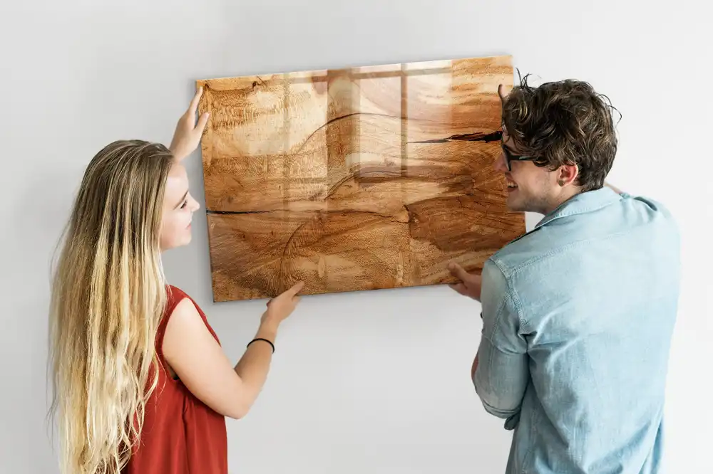 Tableau magnétique en verre avec structure en bois