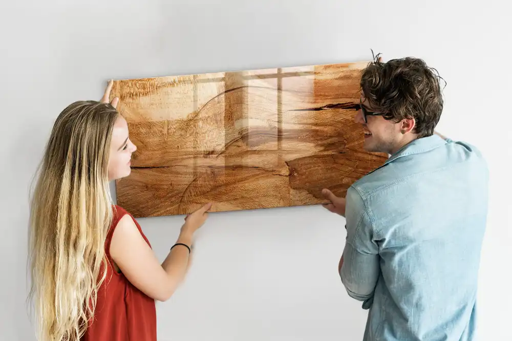 Tableau magnétique en verre avec structure en bois