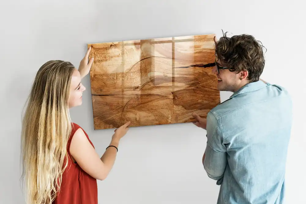 Tableau magnétique en verre avec structure en bois