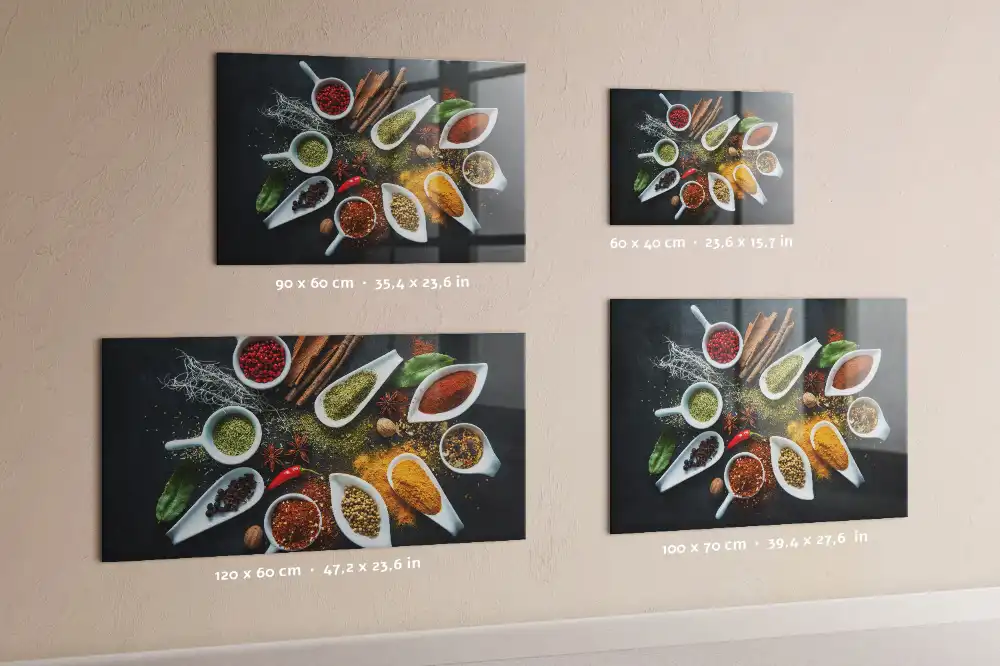 Tableau magnétique en verre motif herbes aromatiques