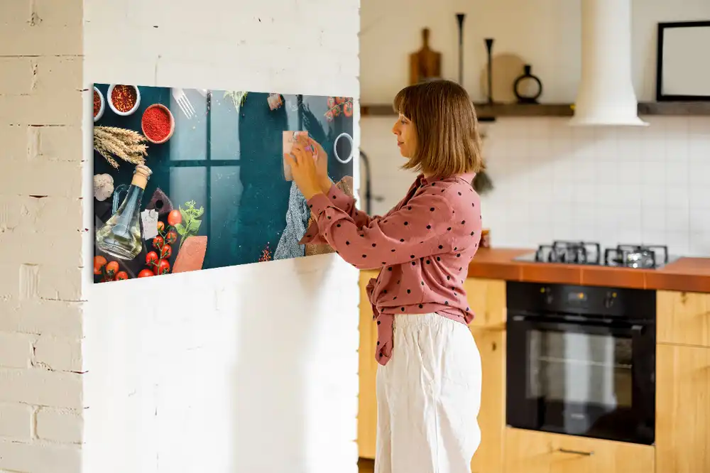 Tableau magnétique en verre avec accessoires de cuisine