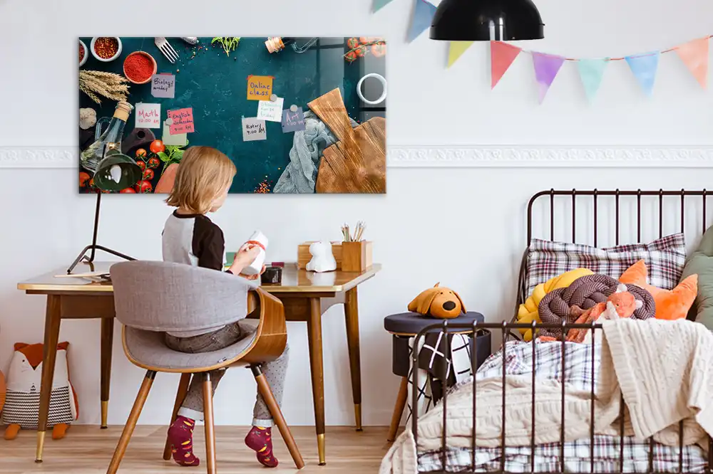 Tableau magnétique en verre avec accessoires de cuisine