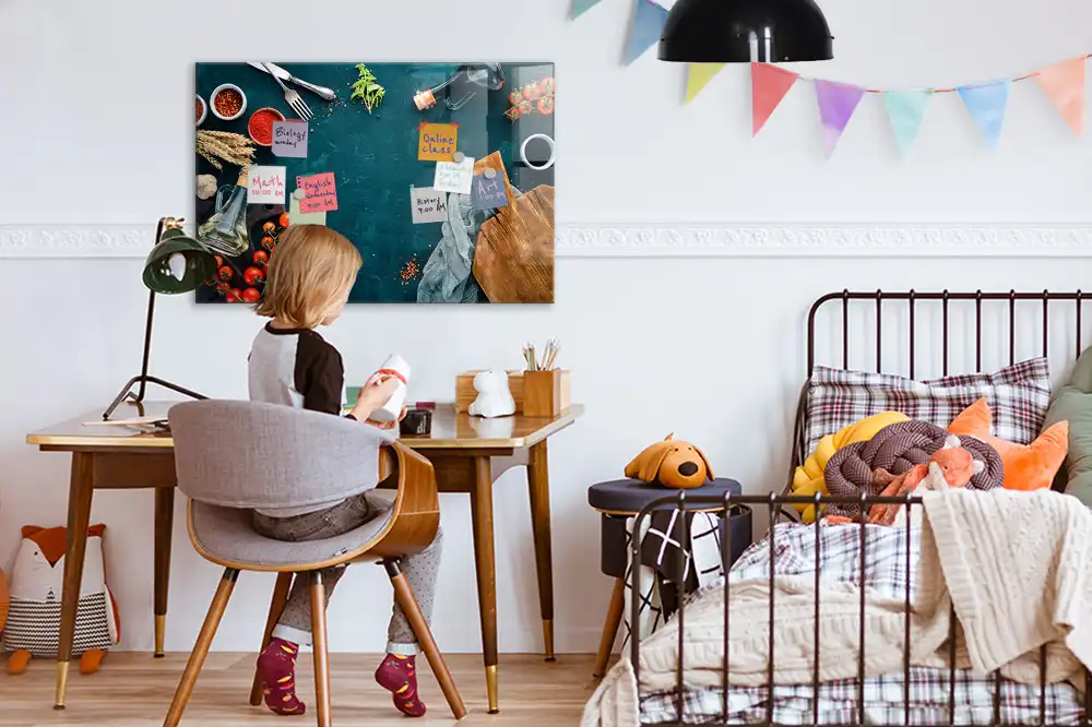 Tableau magnétique en verre avec accessoires de cuisine