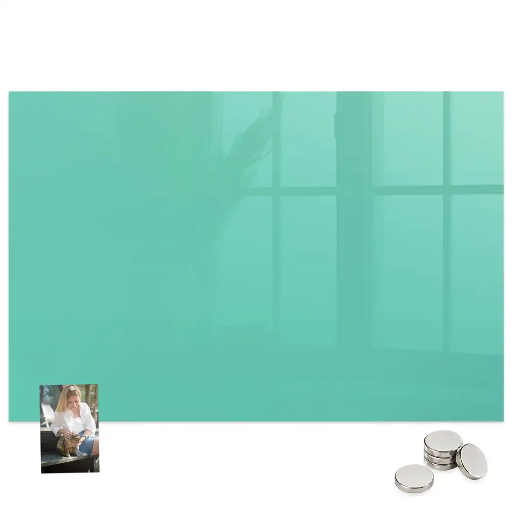Tableau magnétique en verre turquoise