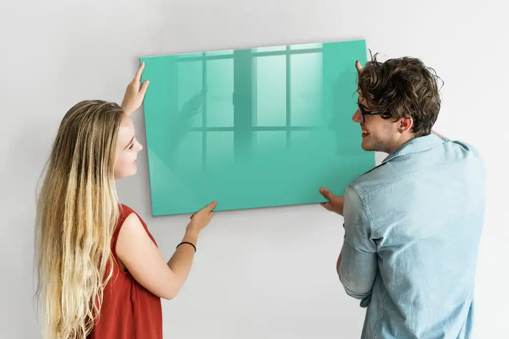 Tableau magnétique en verre turquoise