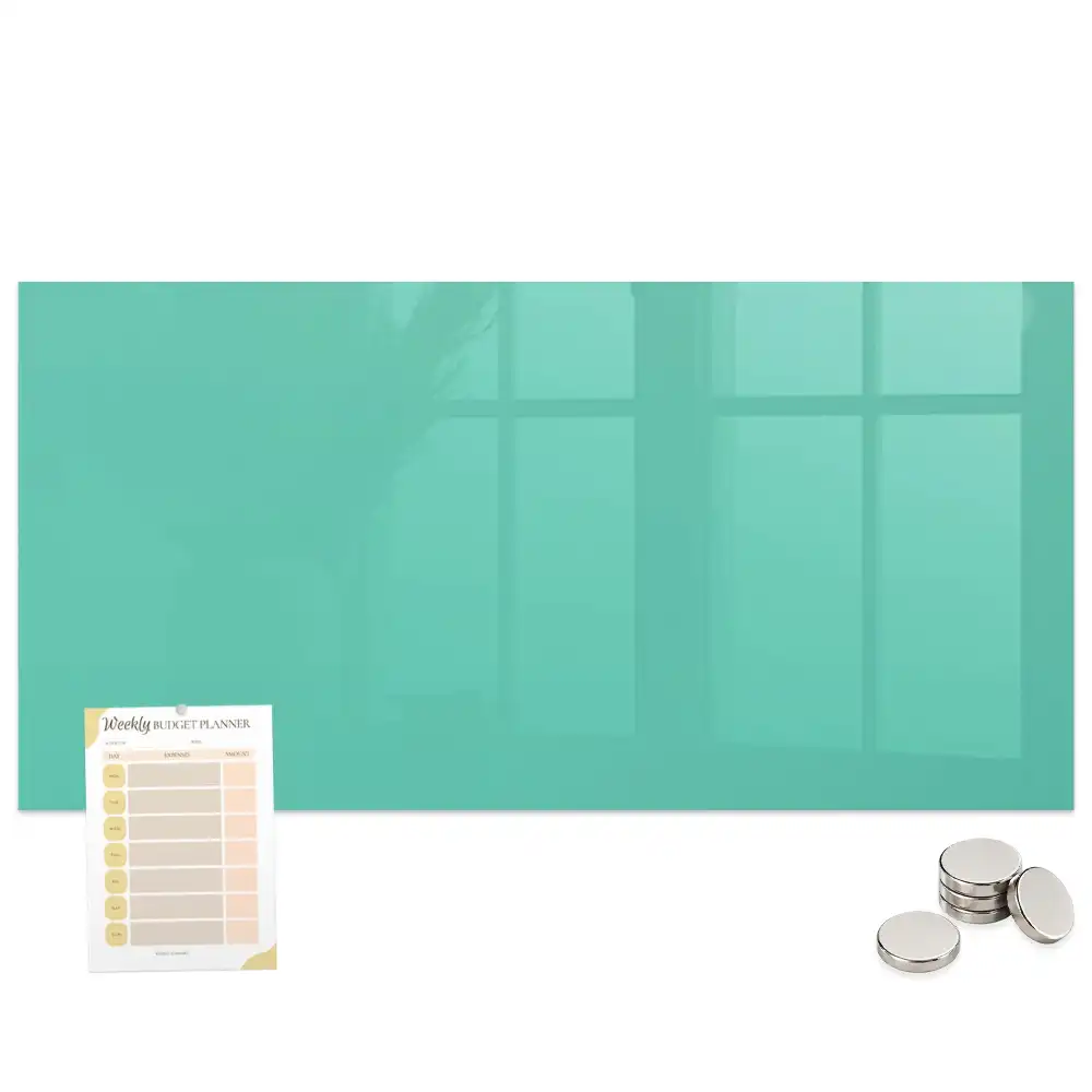 Tableau magnétique en verre turquoise