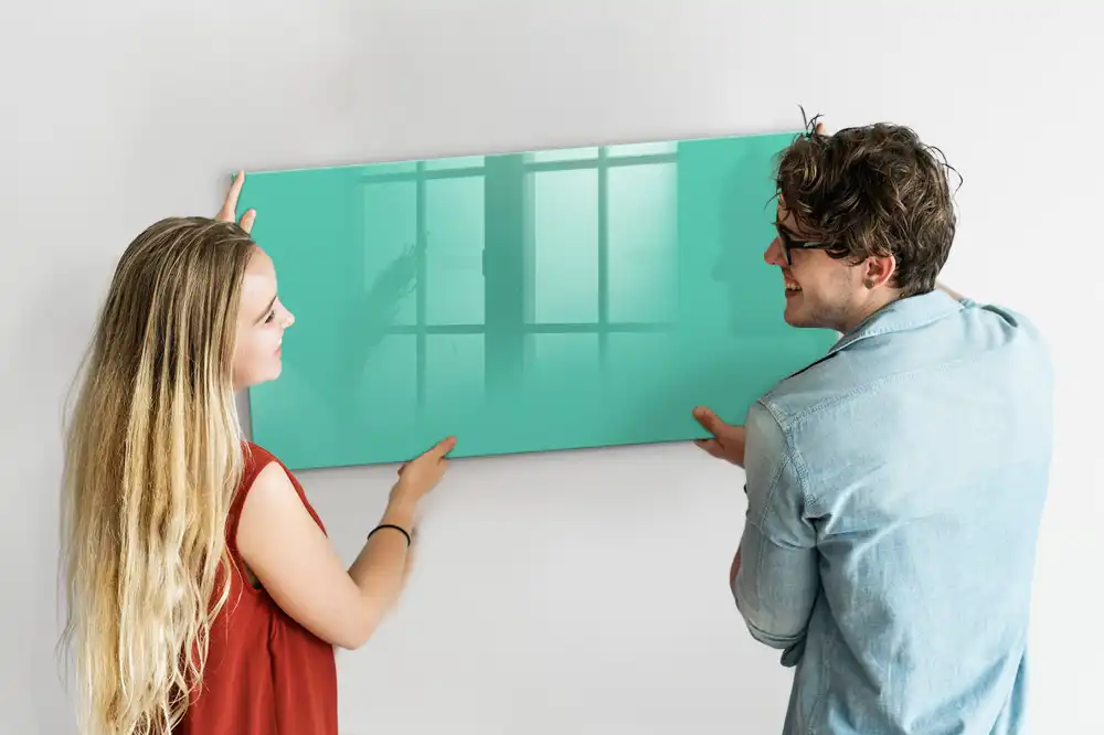 Tableau magnétique en verre turquoise