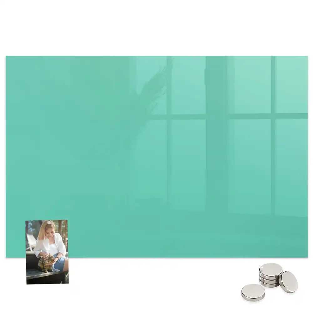 Tableau magnétique en verre turquoise