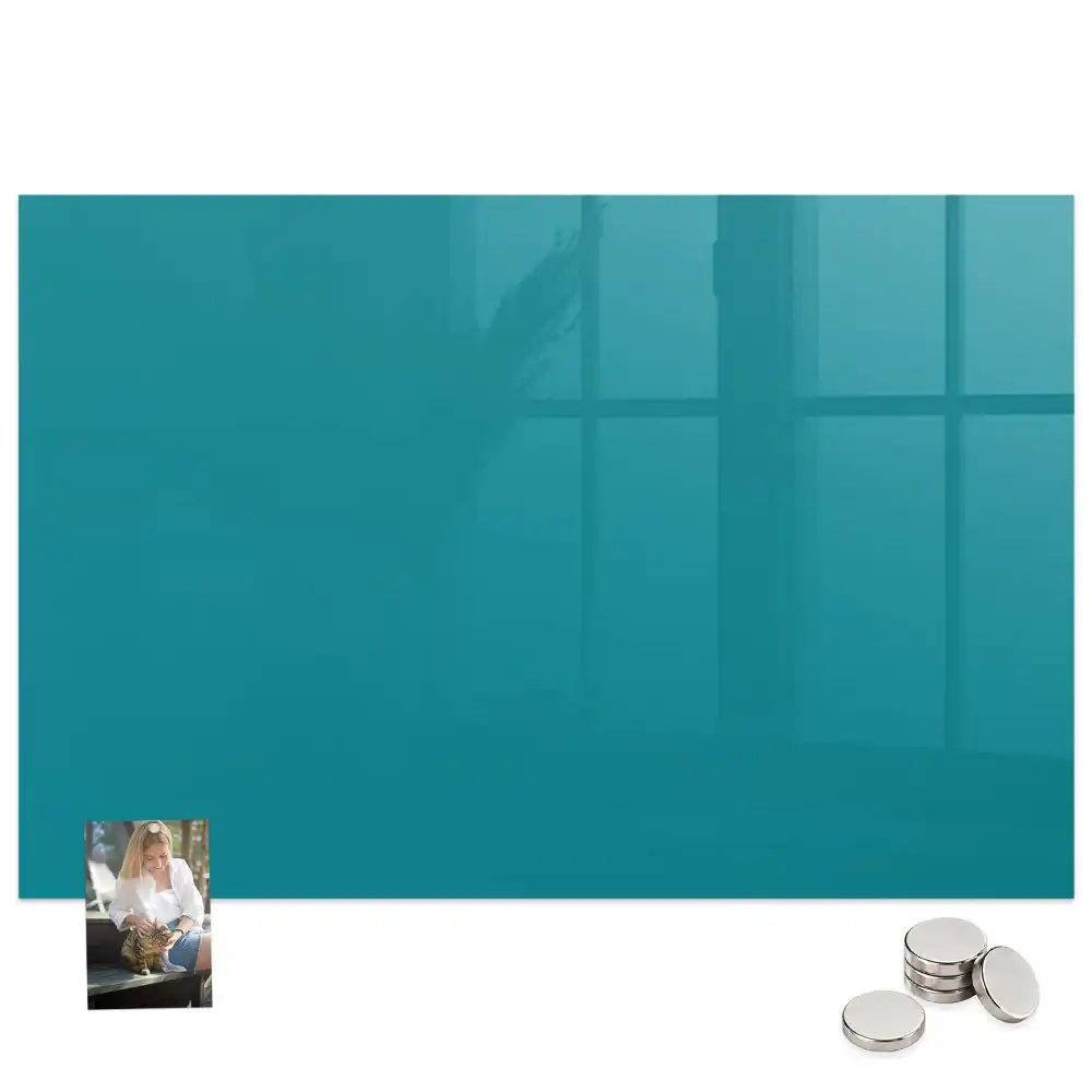 Tableau magnétique en verre couleur bleu mer